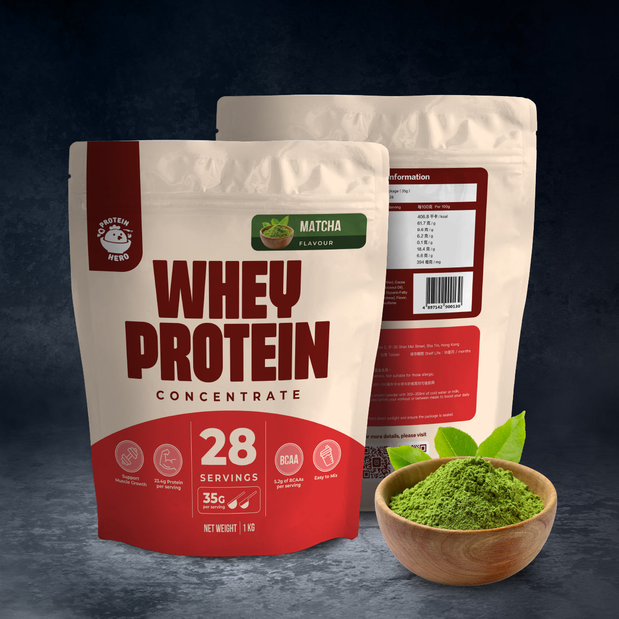 Protein Hero 濃縮乳清蛋白粉 抹茶味 1kg / 2.2lb Whey Protein Concentrate Matcha Flavour