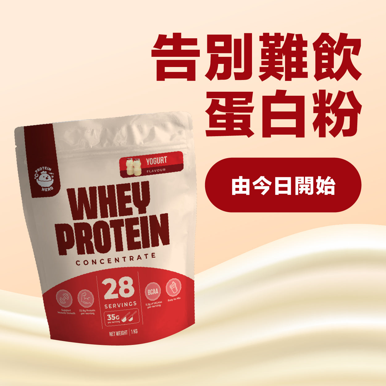 Protein Hero 濃縮乳清蛋白粉 乳酸味 1kg / 2.2lb Whey Protein Concentrate Yogurt Flavour