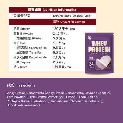 Protein Hero 濃縮乳清蛋白粉 香芋味 35g 30包 Whey Protein Concentrate Taro Flavour 35g 30 Pack